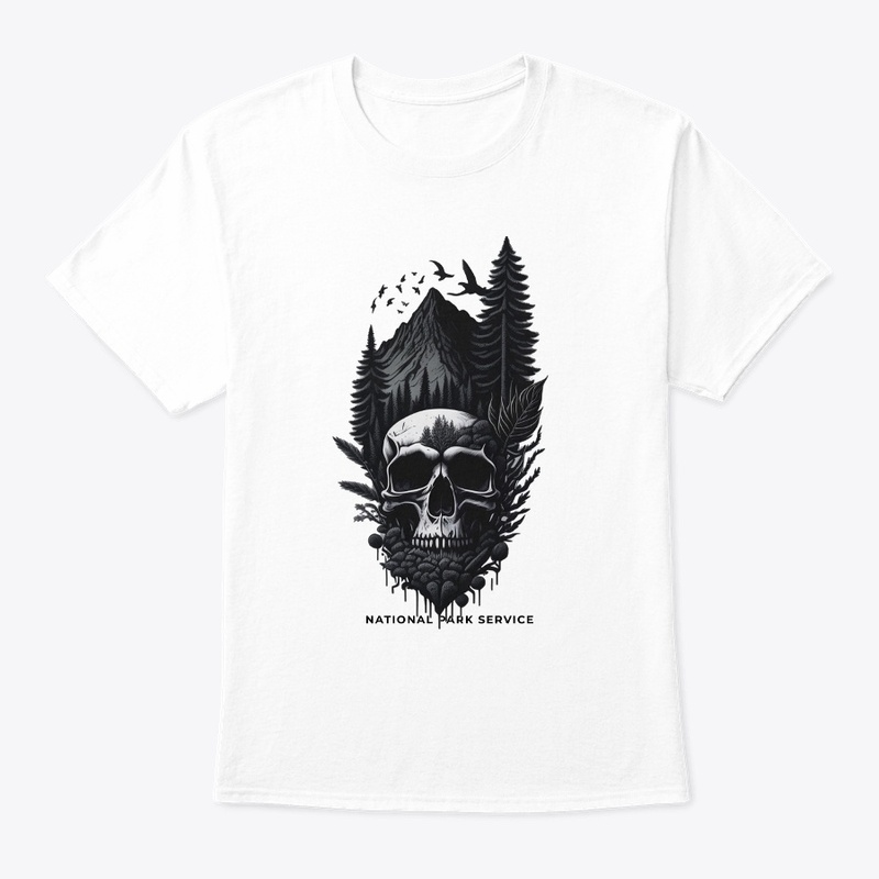 National Parks Black and White Skull tee