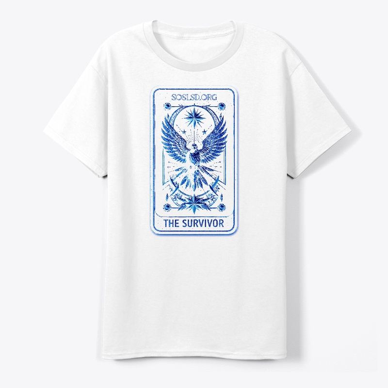 Survivor Tarot print tee in pottery blue
