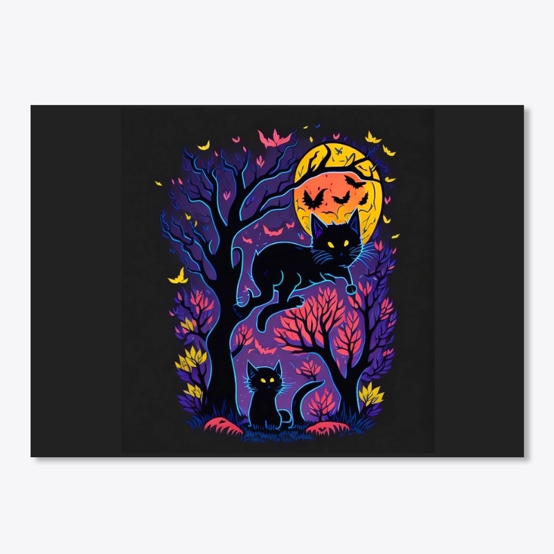 neon colour black cat