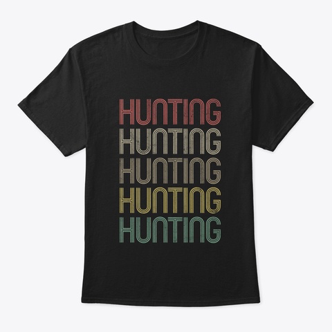 Retro Style Hunting Design Black T-Shirt Front