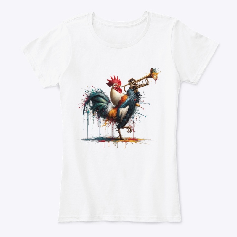 rooster playing trumpet