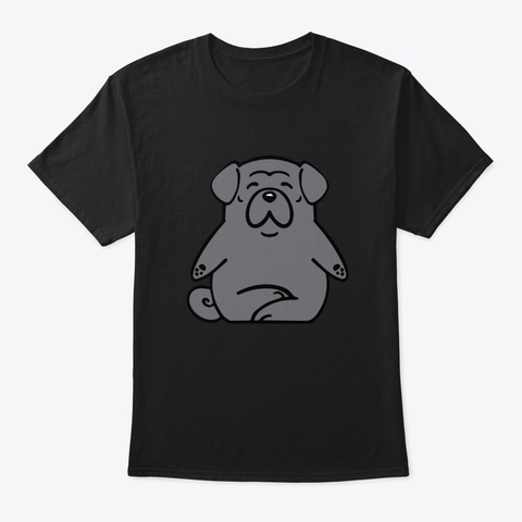 Lotus Pug Black T-Shirt Front
