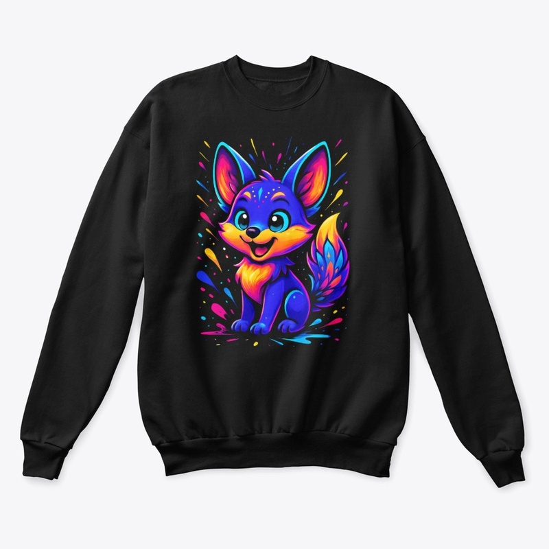 Colorful Cute Fox Neon Art Tee