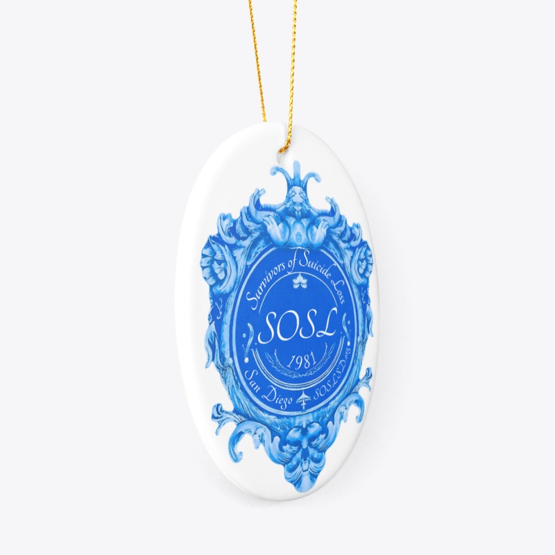 Royal SOSL pottery blue oval ornament