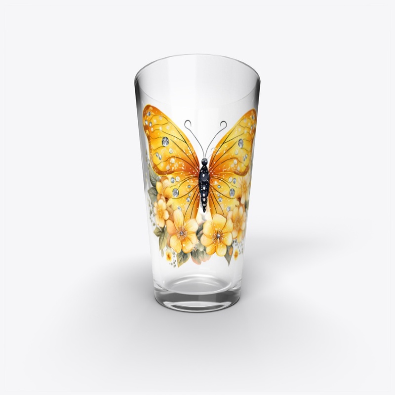 Yellow Butterfly and Flowers