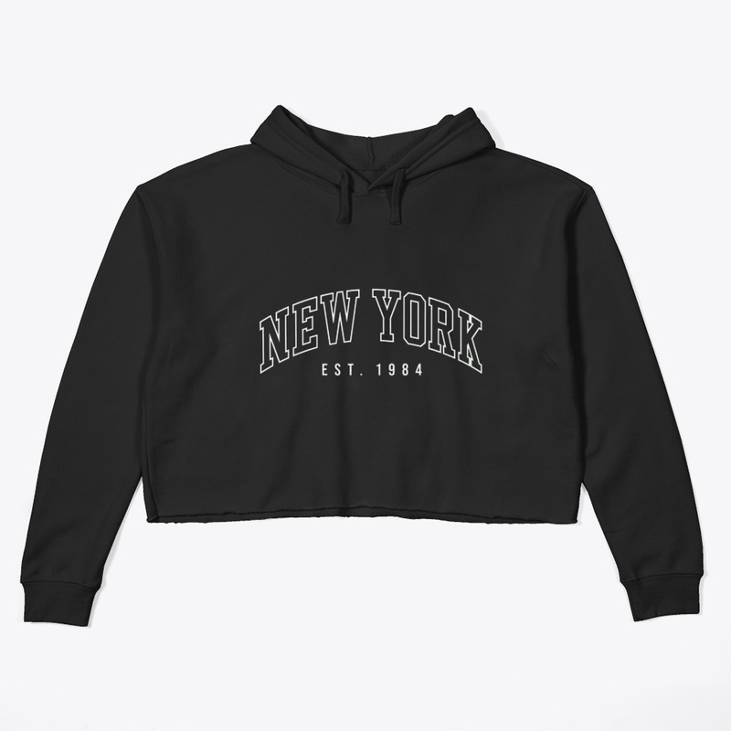 Black Crop Top Hoodie New York
