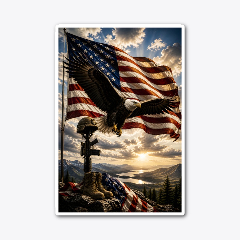 Eagle and flag