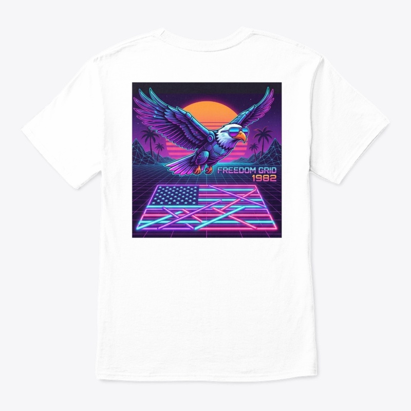 Retro-futuristic Neon American Eagle Tee