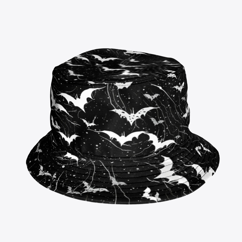 Nocturnal Revenge Abstract Bats On Black