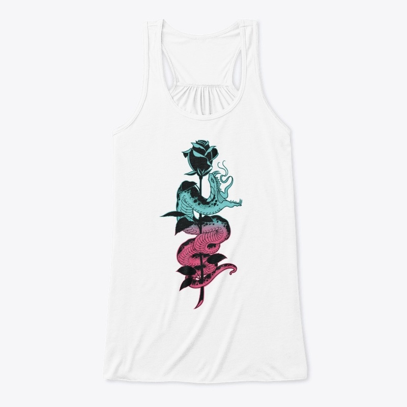 Snake and Rose Tattoo, teal/pink Variant