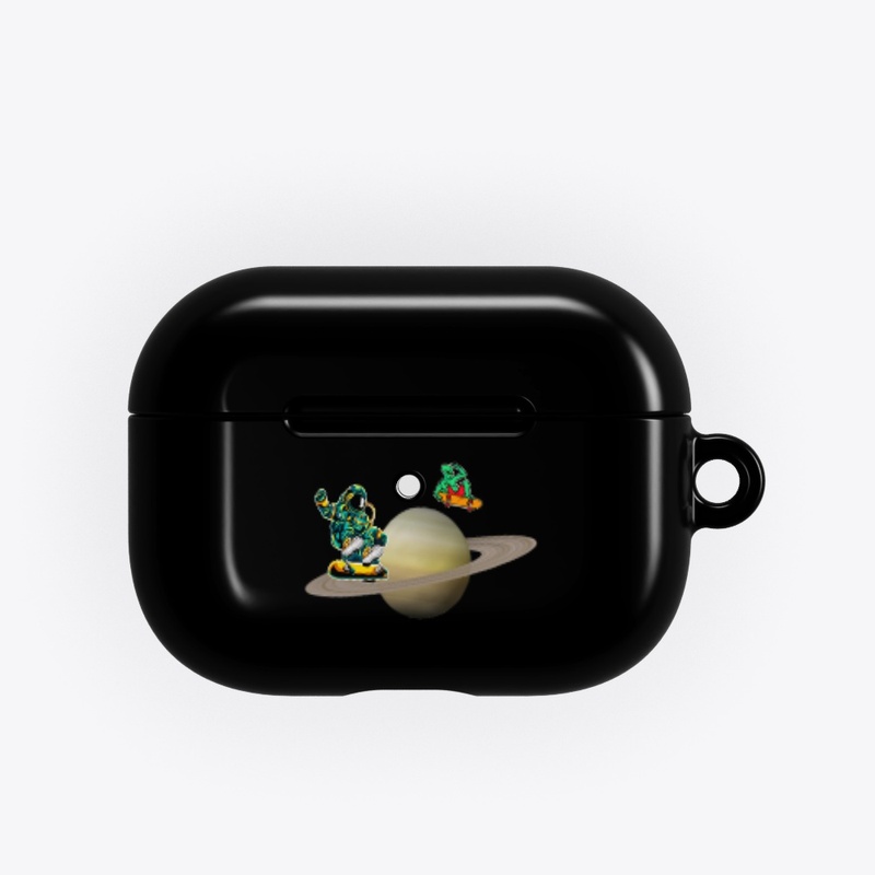 Alien Astronaut Skateboarding On Saturn