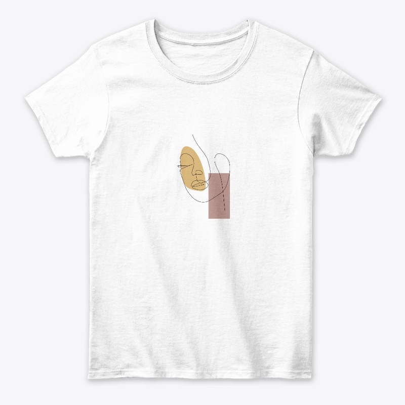 Abstract Woman Face Line Art T-Shirt,