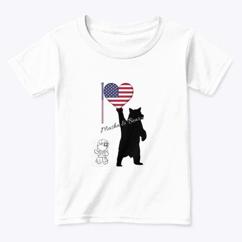 Masha & Bear 4th July American flag Tee