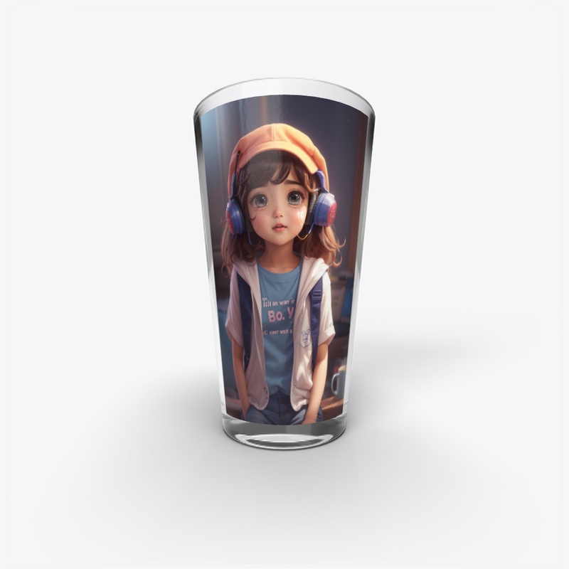 Girl Head T-Shirt with headphone