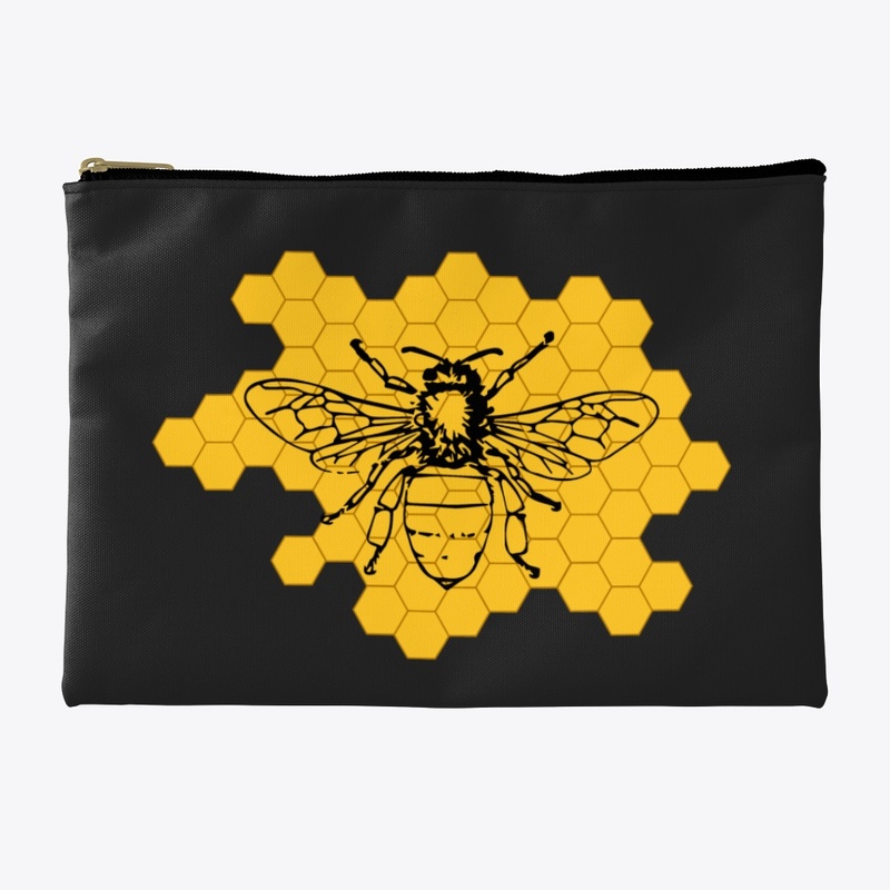 Black Bee on Yellow Honeycomb