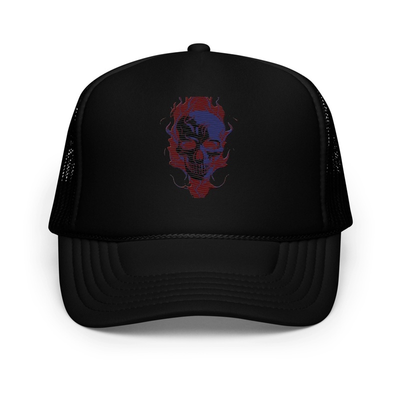 Black Skull Trucker Hat  