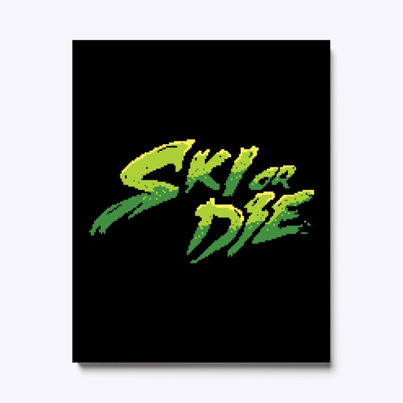 Acid Green Ski or Die Pixel art Logo