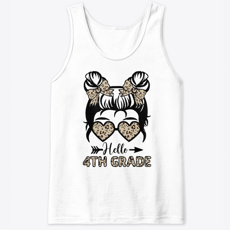 Hello 4th Grade Messy Bun - Leopard