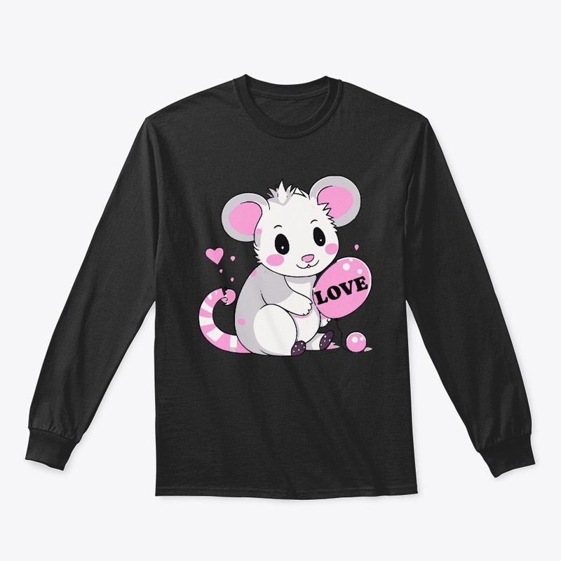 Opossum with love balloon 