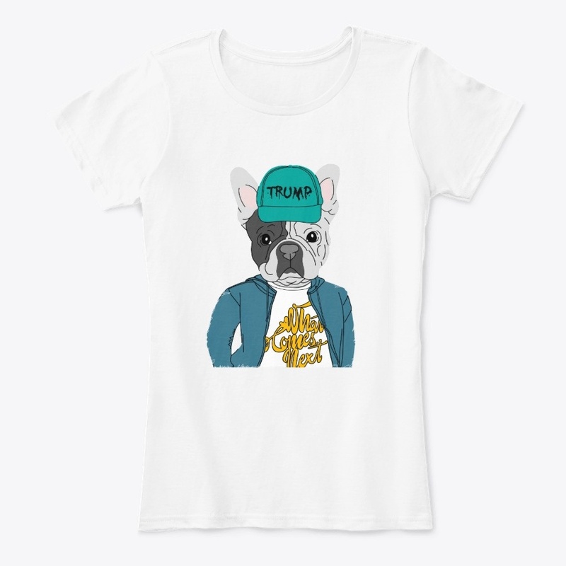 The dog shirt supports a funny Trump