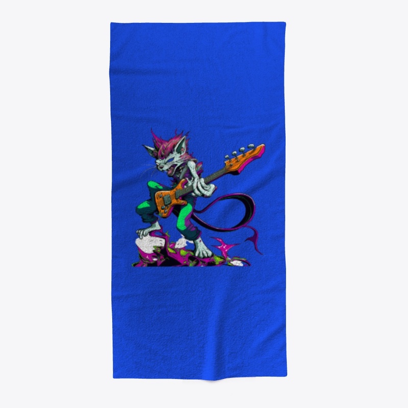 Punk Rock Cat Beach Towel
