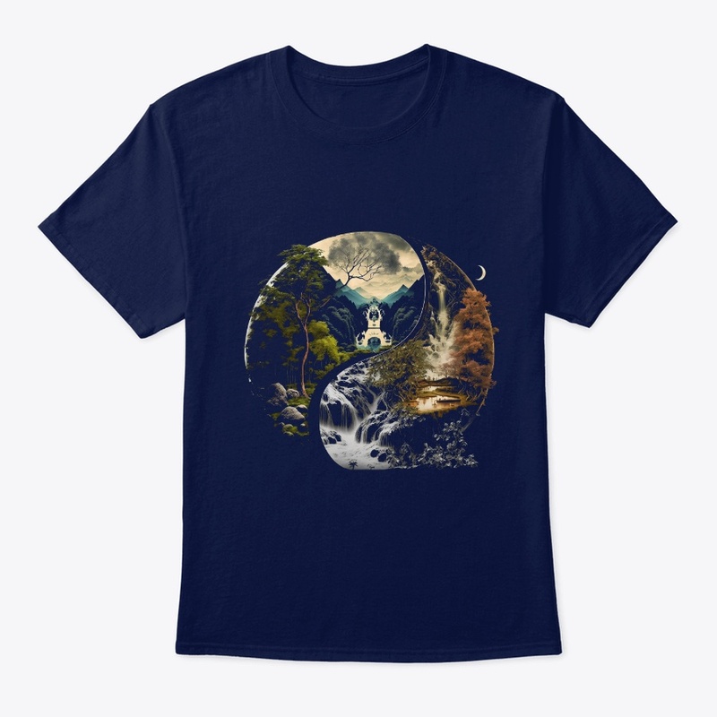  landscape forest waterfall yin yang