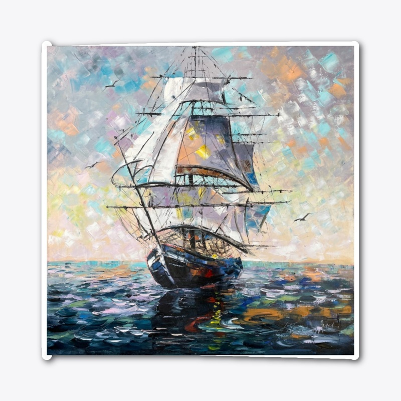 Sailing Ship & Ocean Sunset Fine Art