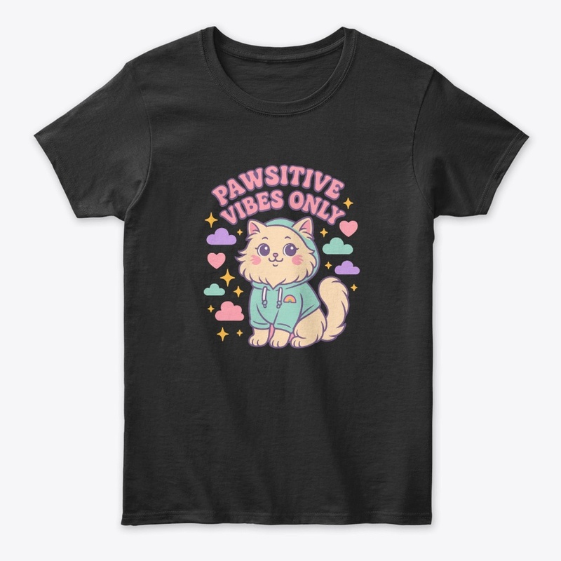 Pawsitive Vibes Only – Purple Cat Tee