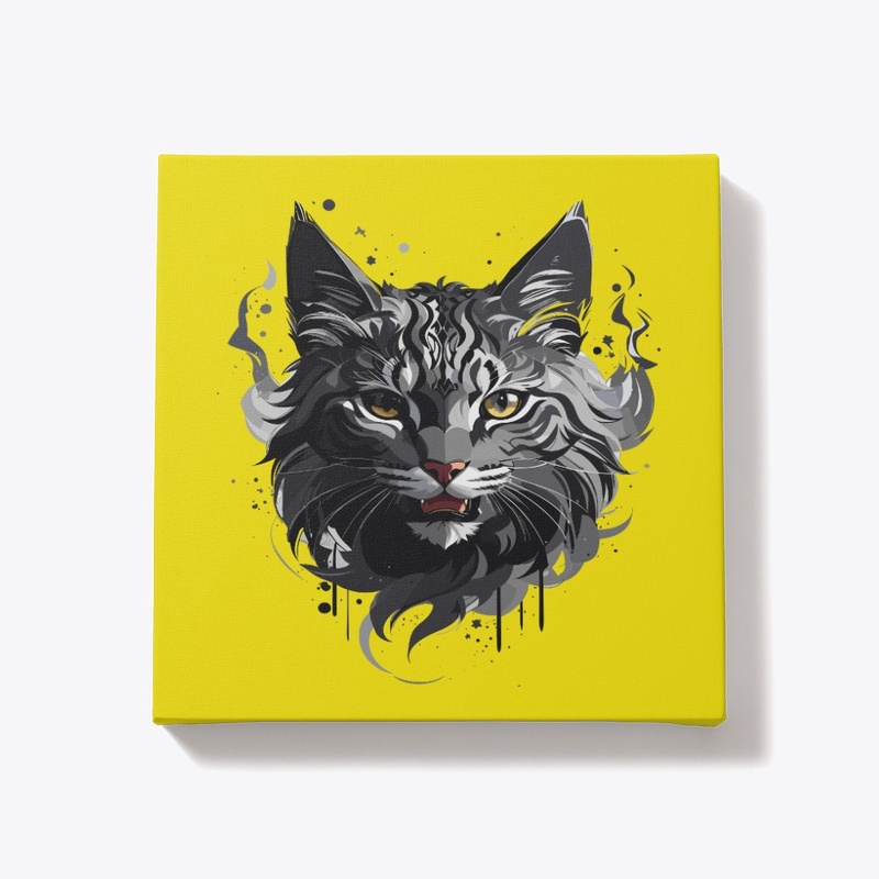 Cat face roaring black and grey colour