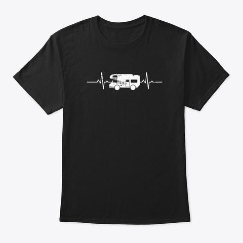 Camping Lover Gift Heartbeat Camping Black T-Shirt Front