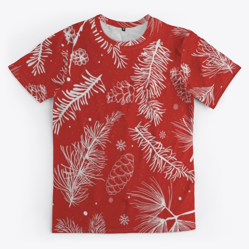Feathers All Over In Red- T-shirt