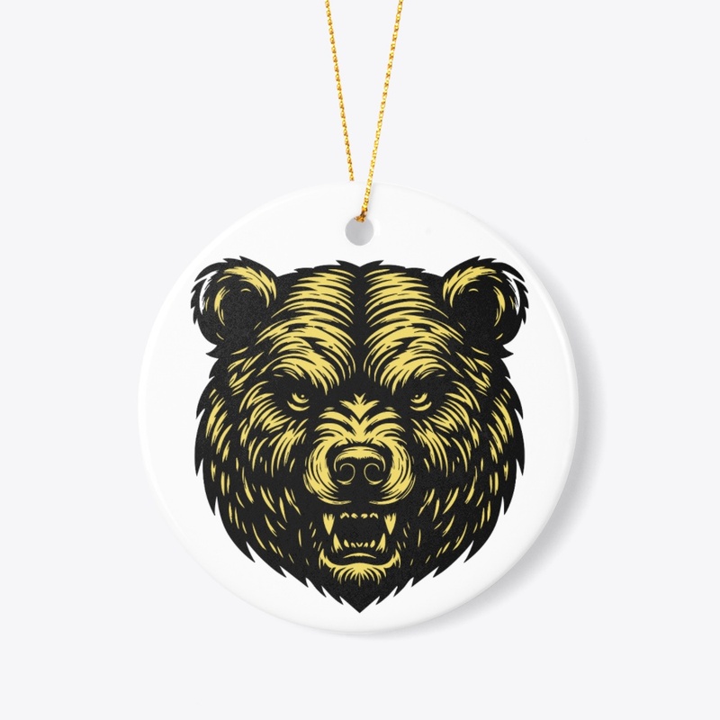Angry Bear Head Design Fierce Wildlife