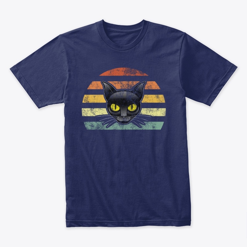 Vintage Black Cat Distressed