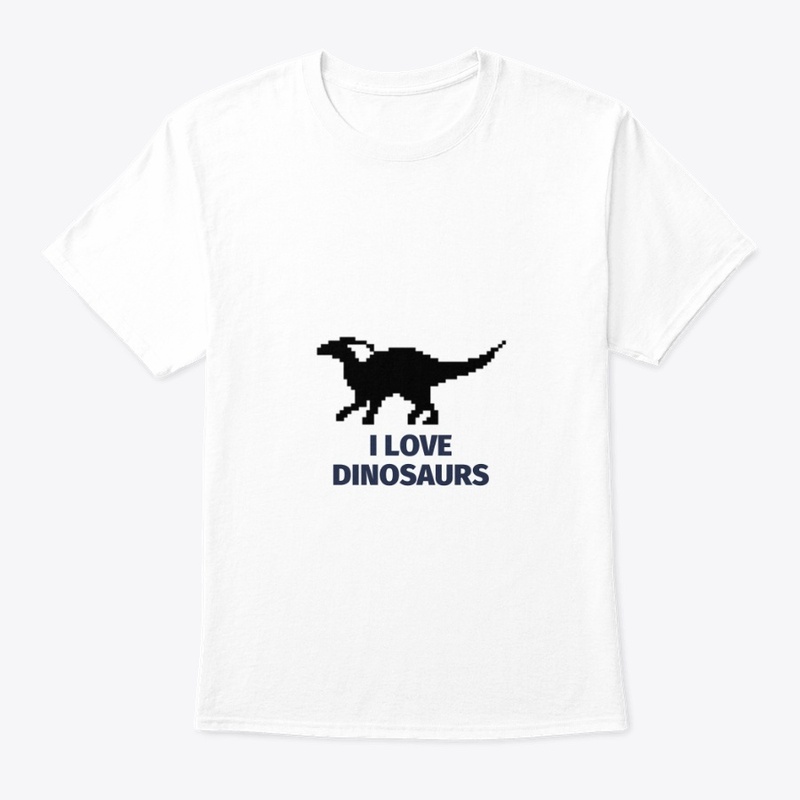 Pixel Art Dinosaur 8 White