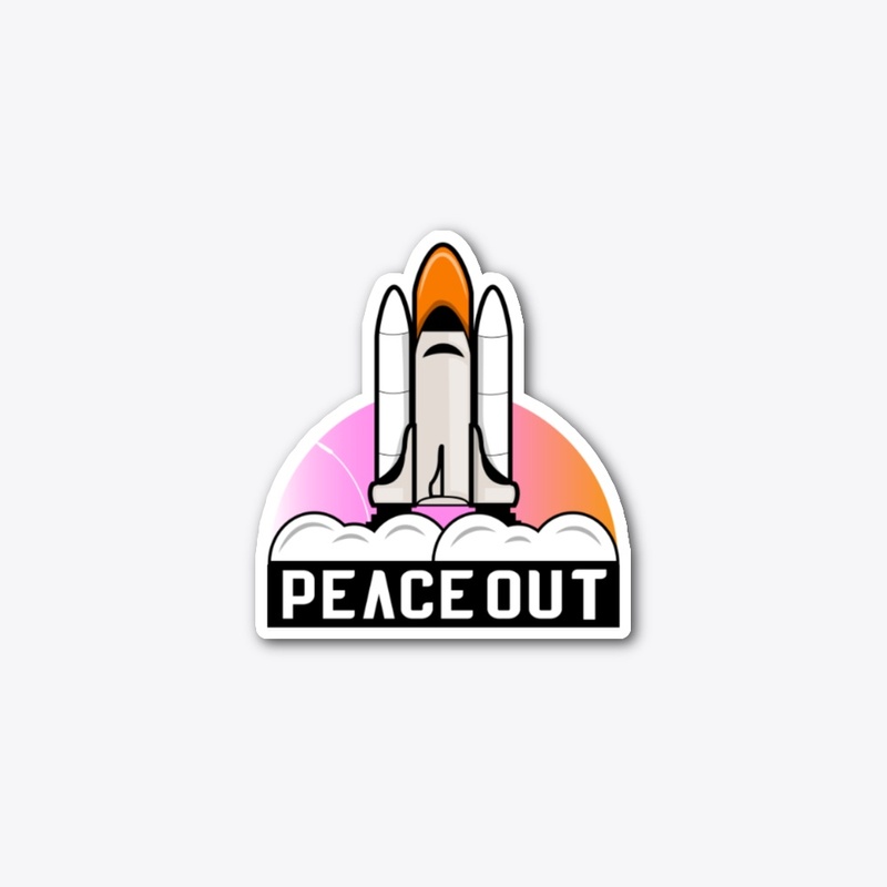 Rocket Spaceship Peace Out Text Sunset
