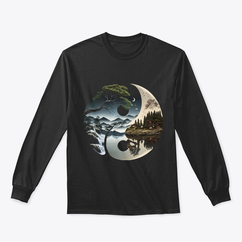 landscape forest waterfall yin yang
