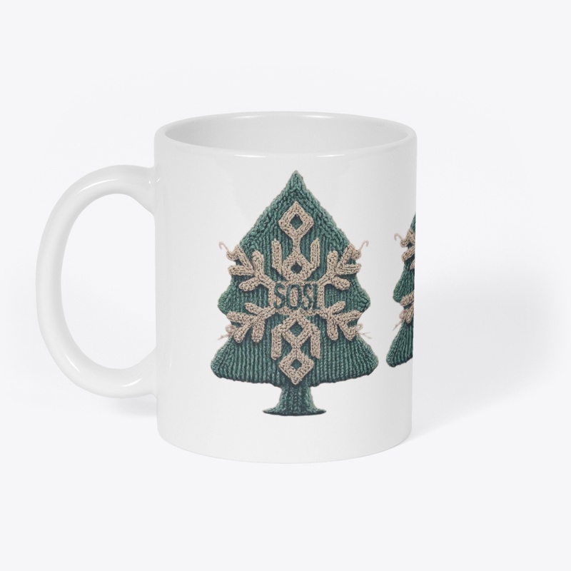 SOSL holiday tree knit print mug