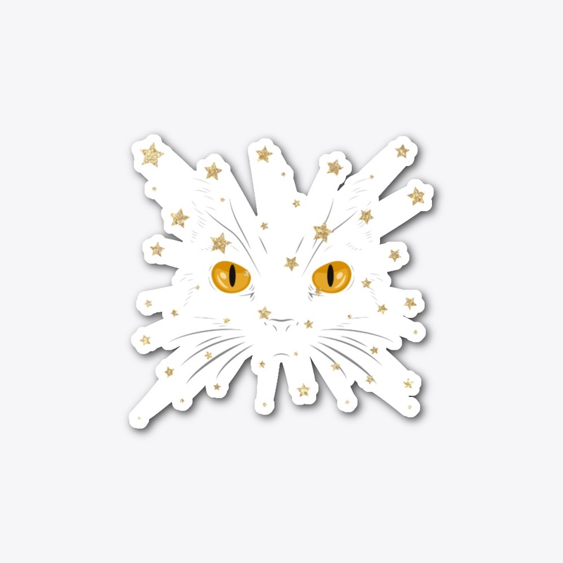 cute cat face & stars or meow