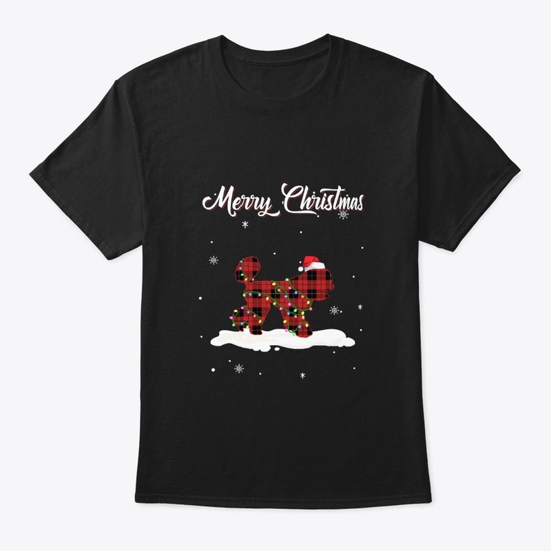Poodle Christmas Red Plaid Dog Lover