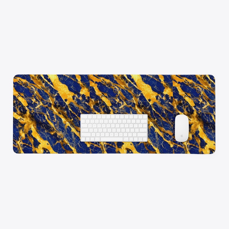 Blue and Gold Marble Swirl Design