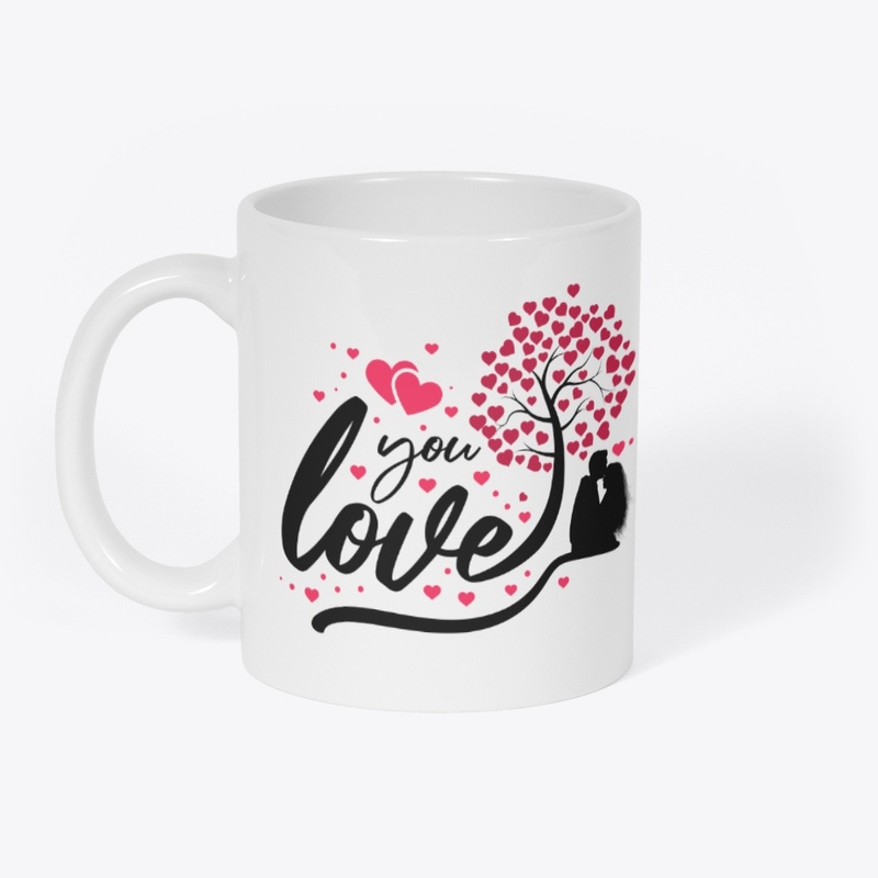 I Love U Text Print Mug