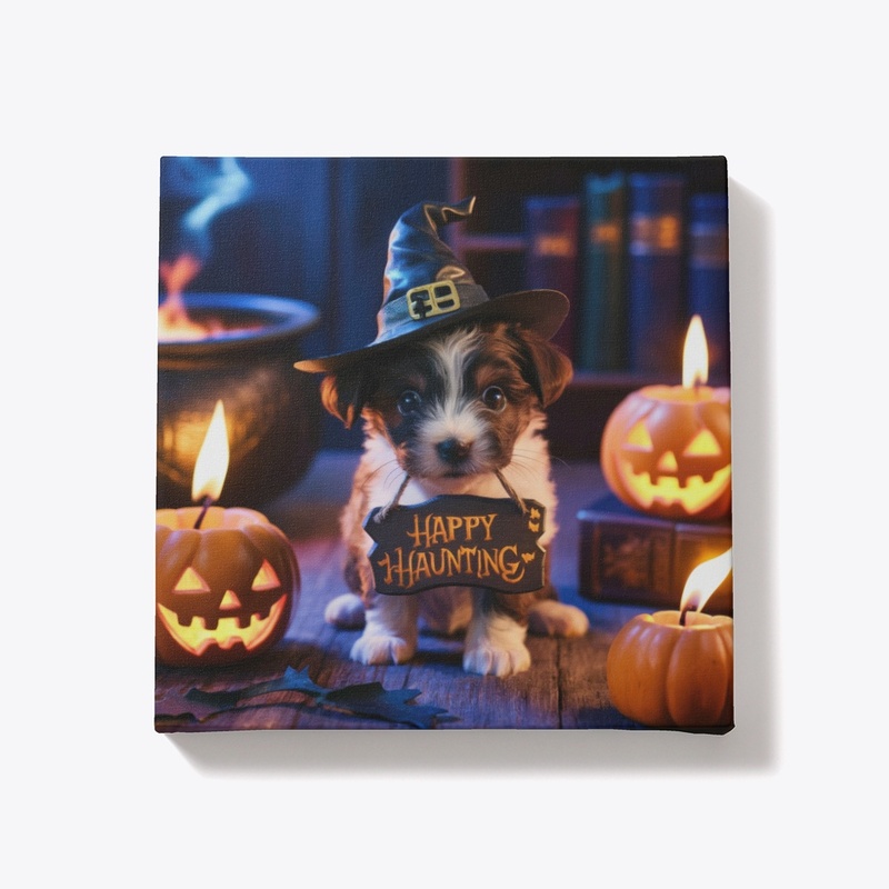 Happy Haunting Pup Canvas Art