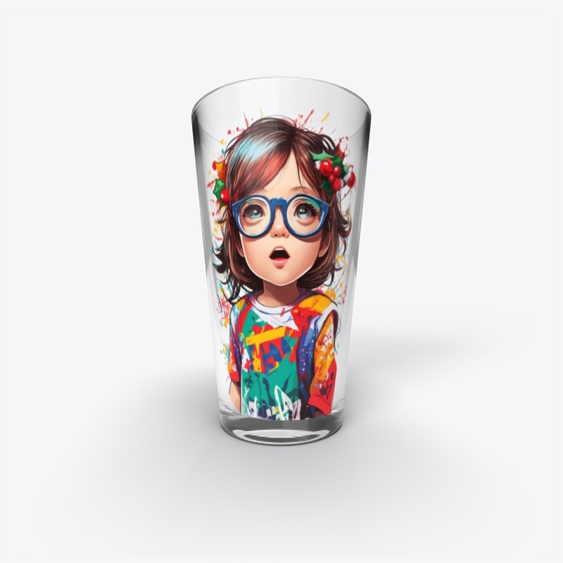 A colorful little girl wearing glasses