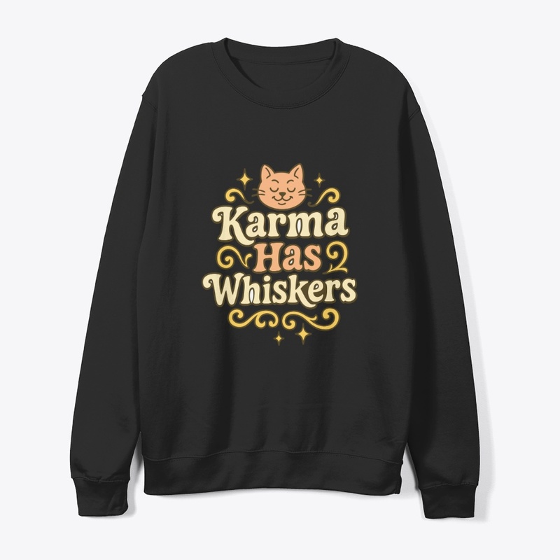 Karma Has Whiskers Retro Cat Tee Gift