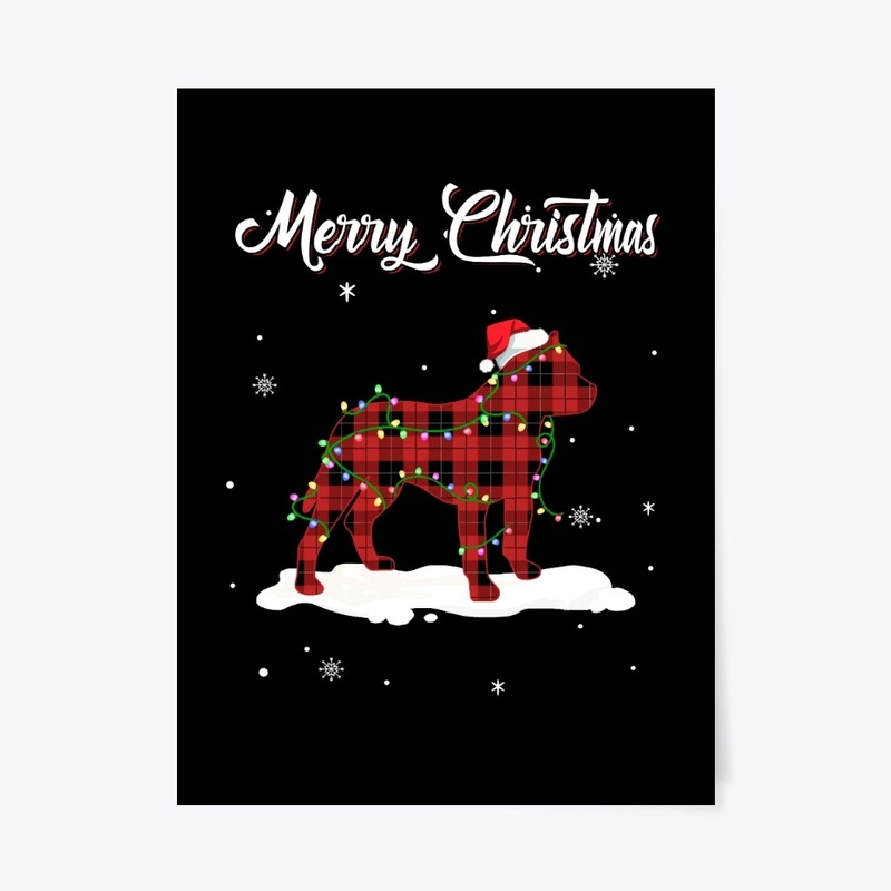 Pitbull Christmas Red Plaid Dog Lover