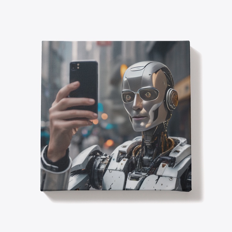 A robot with a mobile phone
