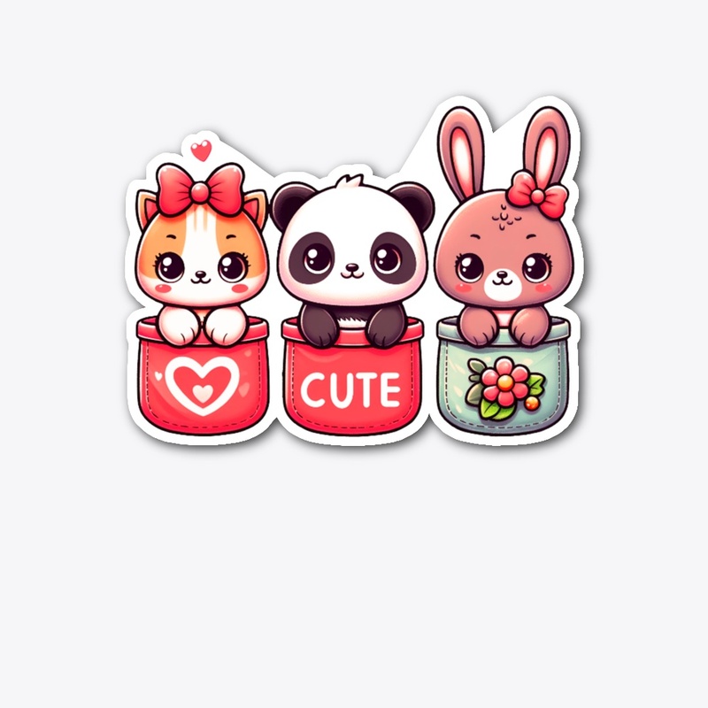 Cat, Panda, Bunny. Cute Animals