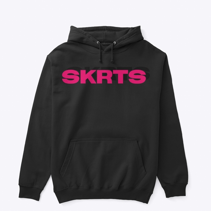 SKRTS LOGO PINK ON BLACK HOODIE