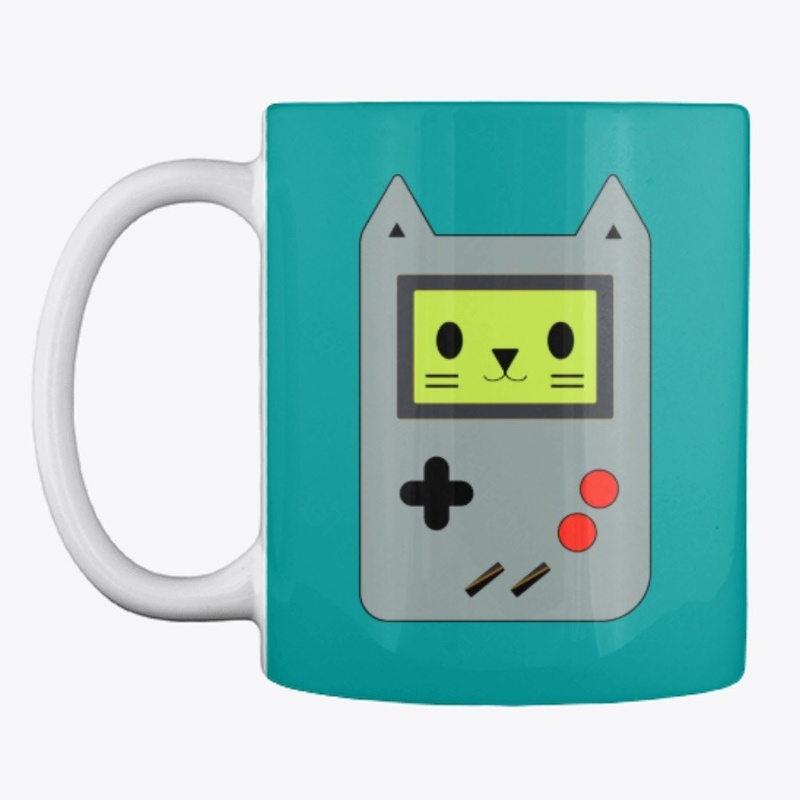 Vintage console cat - retro gaming