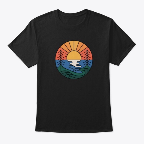 Sunset Lake Black T-Shirt Front